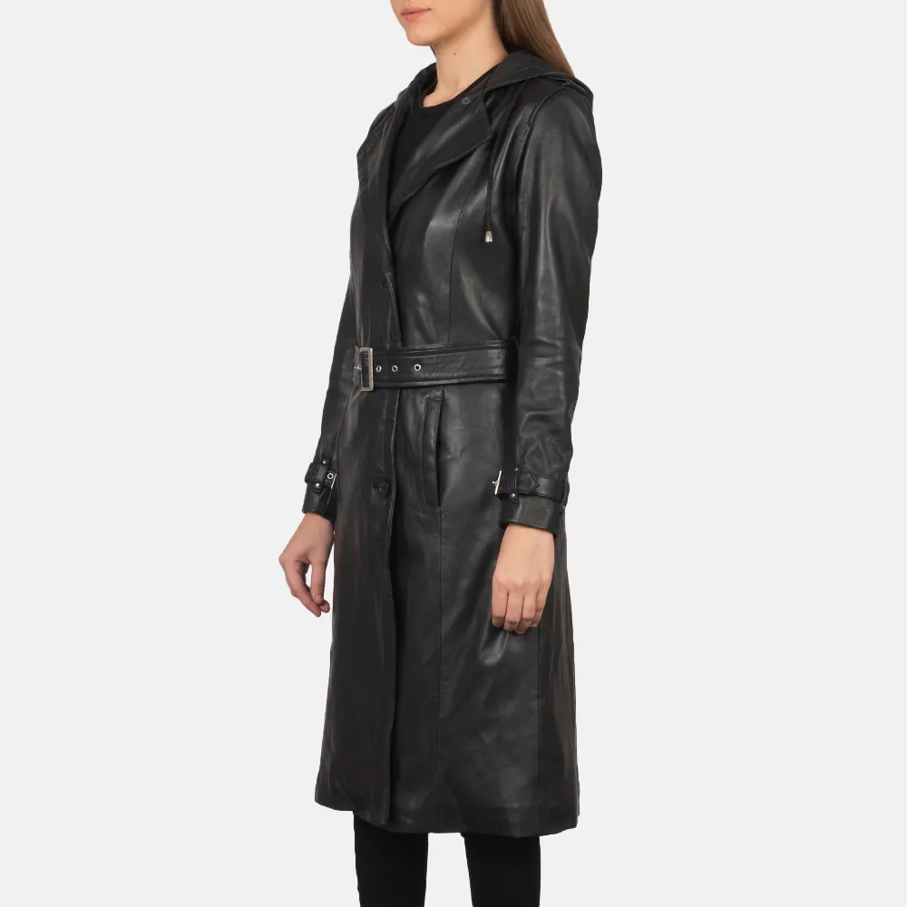 Hooded Black Trench Coat by Fixon - Buy Now!