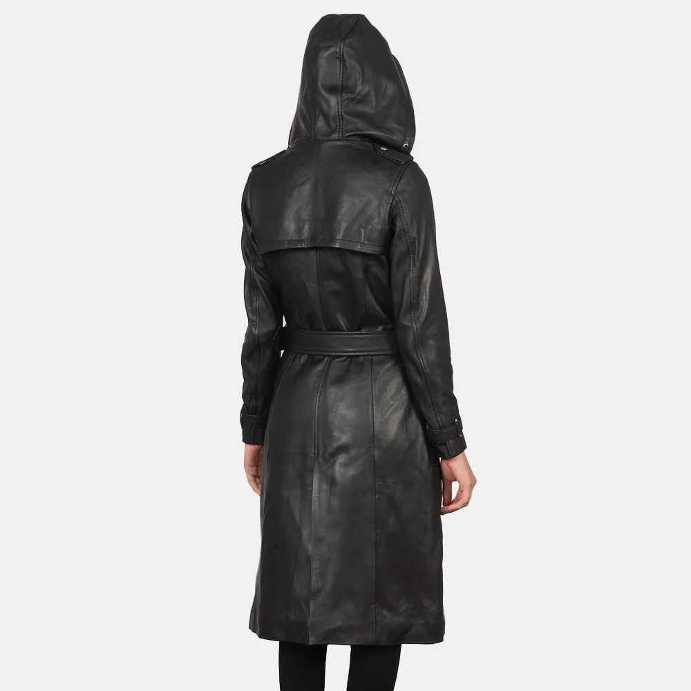 Hooded Black Trench Coat by Fixon - Buy Now!