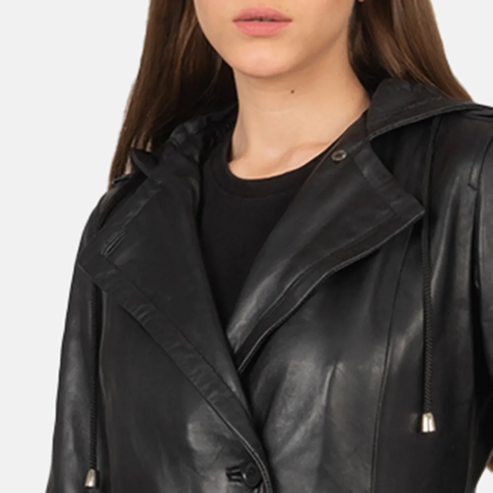 Hooded Black Trench Coat by Fixon - Buy Now!