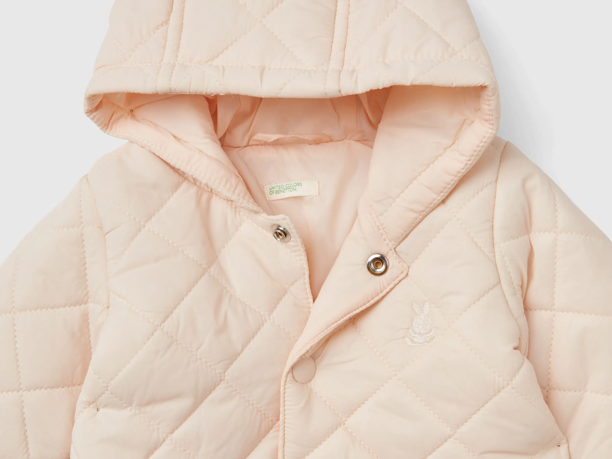 Hooded Quilted Jacket in Peach by Benetton