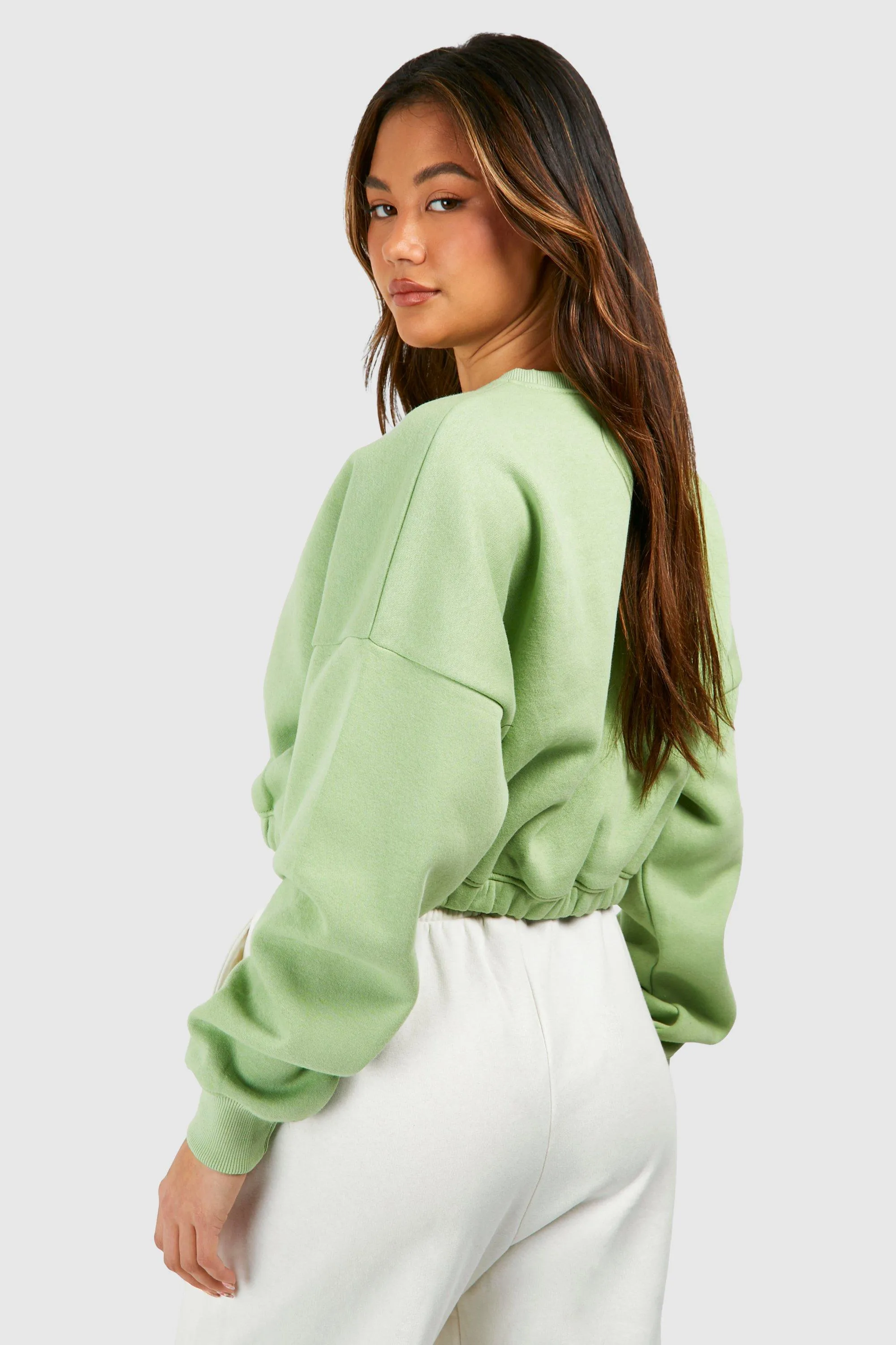 Hoodies and Sweatshirts - Dsgn Studio Printed Elasticated Hem Cropped Boxy Sweatshirt - boohoo