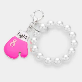 iLLASPARKZ Pink Ribbon Pearl Keychain Bracelet