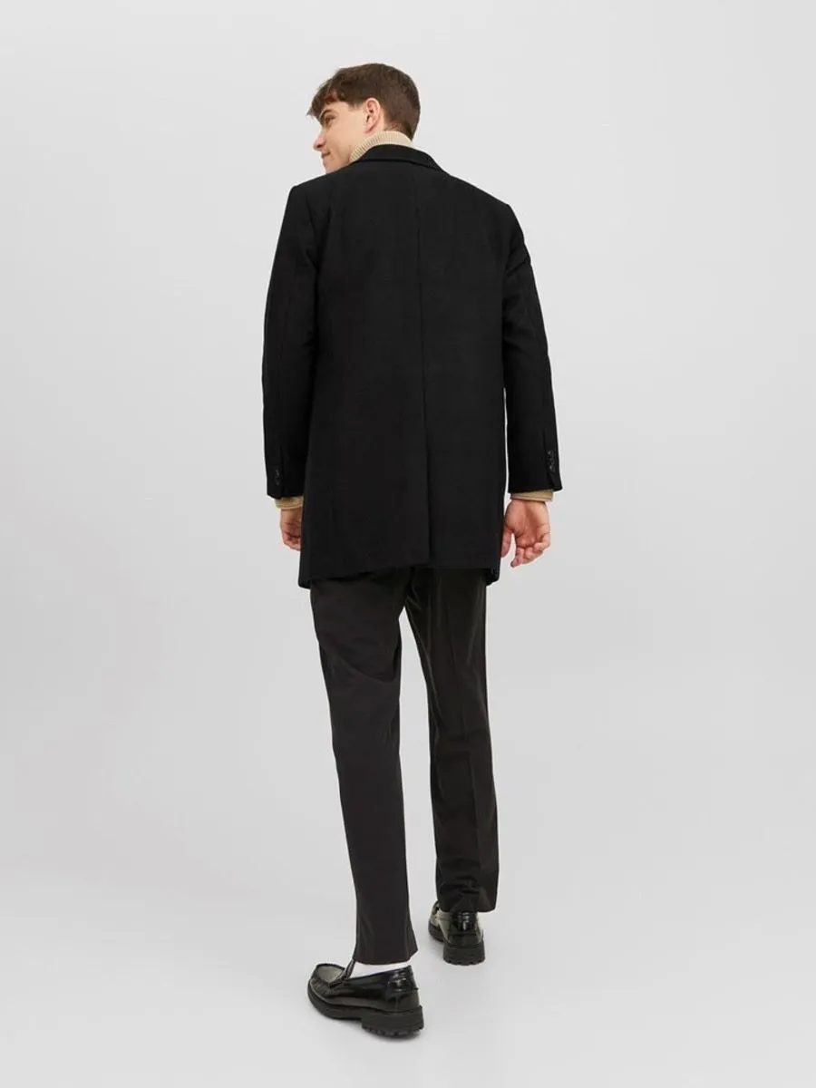 Jack & Jones Black Long Morrison Wool Coat Jacket