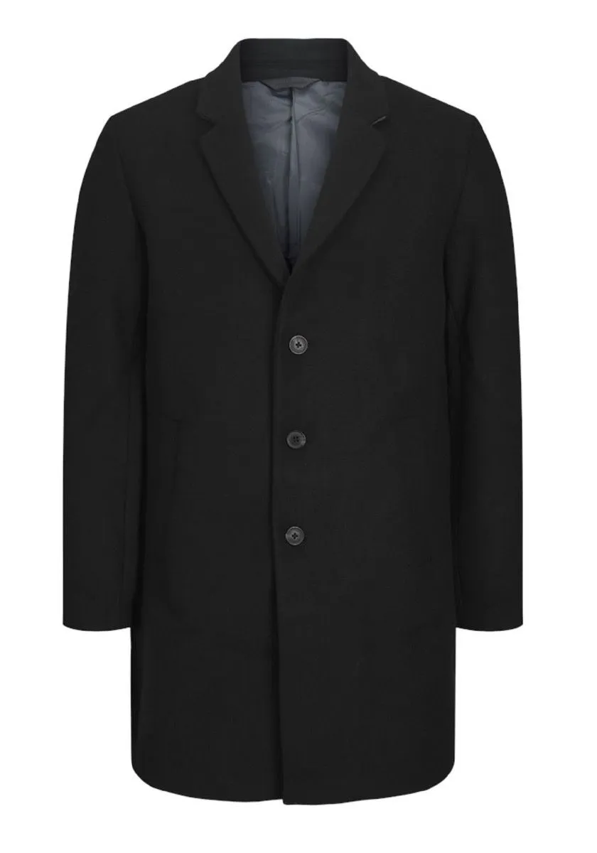 Jack & Jones Black Long Morrison Wool Coat Jacket