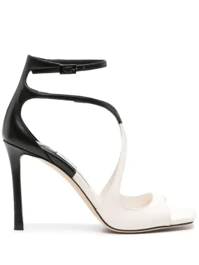 JIMMY CHOO Azia Sandals in Black White Milk Patchwork Nappa Leather