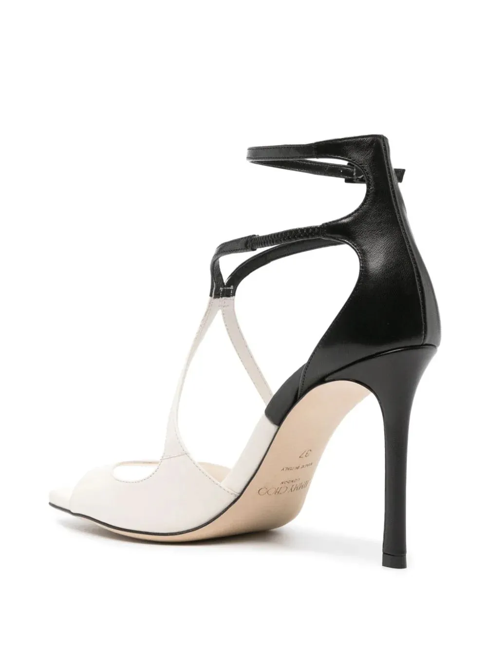 JIMMY CHOO Azia Sandals in Black White Milk Patchwork Nappa Leather