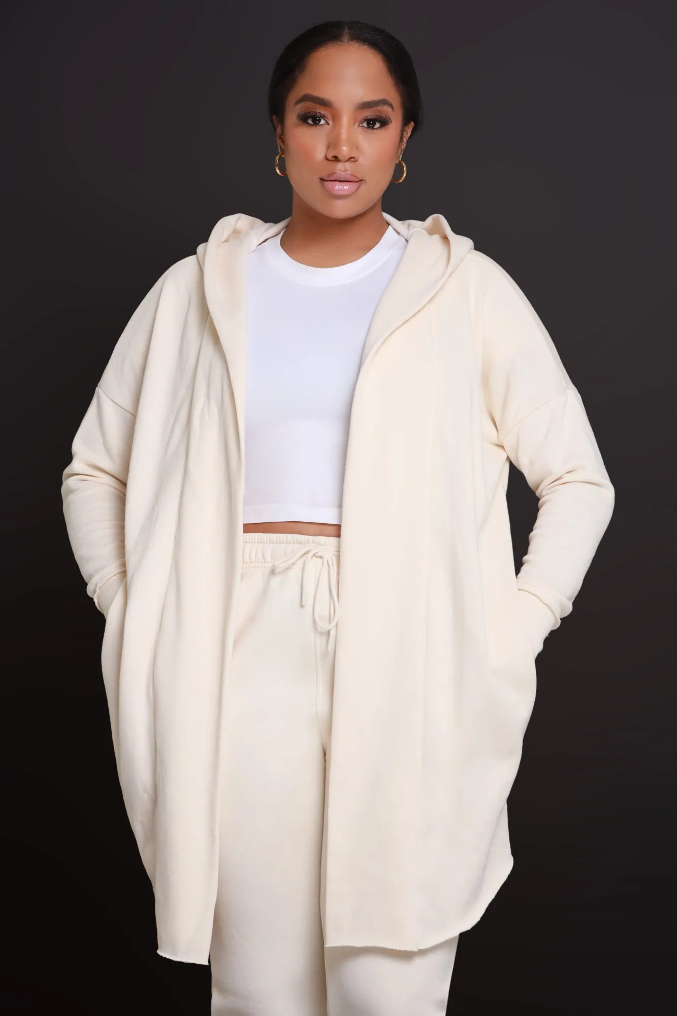 NUW Ivory Long Hooded Cardigan