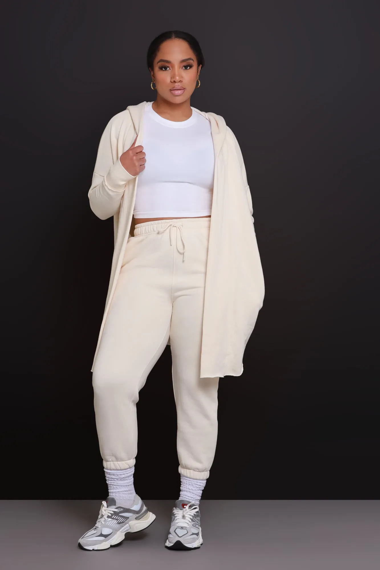 NUW Ivory Long Hooded Cardigan