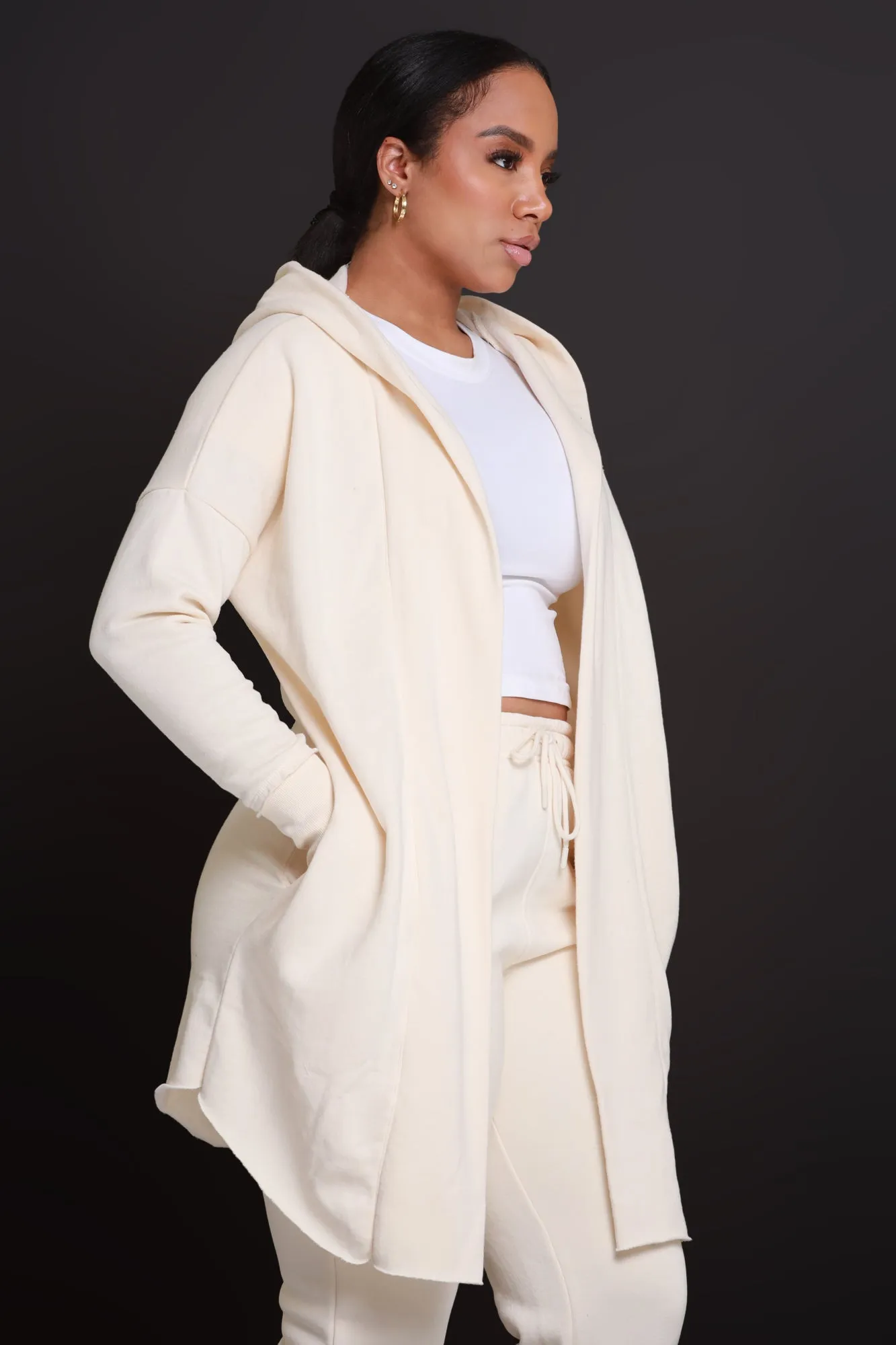 NUW Ivory Long Hooded Cardigan