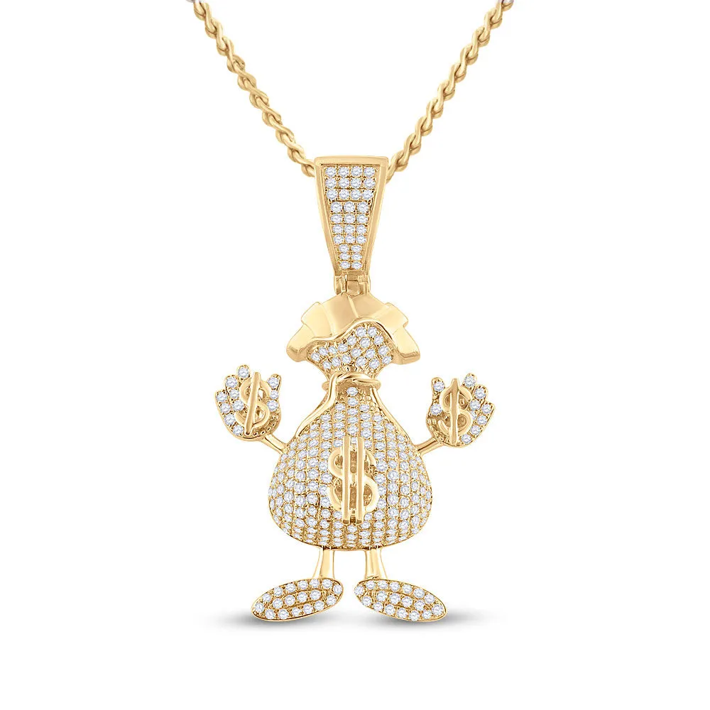 Keene Jewelers 10kt Yellow Gold Mens Diamond Dollar Money Bag Pendant