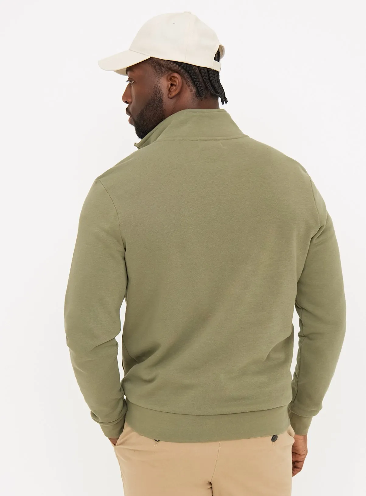 Khaki Color Block Zip-Up Sweatshirt XXL - Shop Sweatshirts & Hoodies at Tu