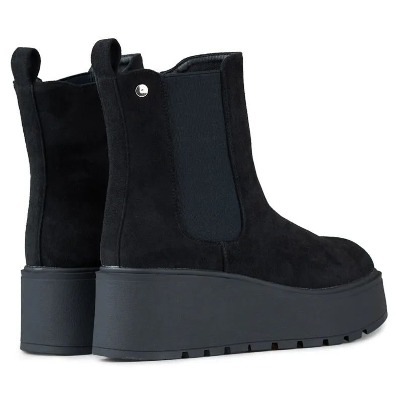 Laila suede wedge boots black