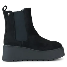 Laila suede wedge boots black