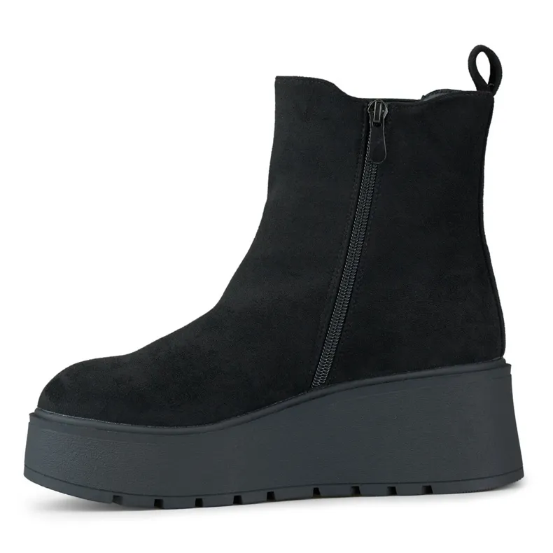 Laila suede wedge boots black