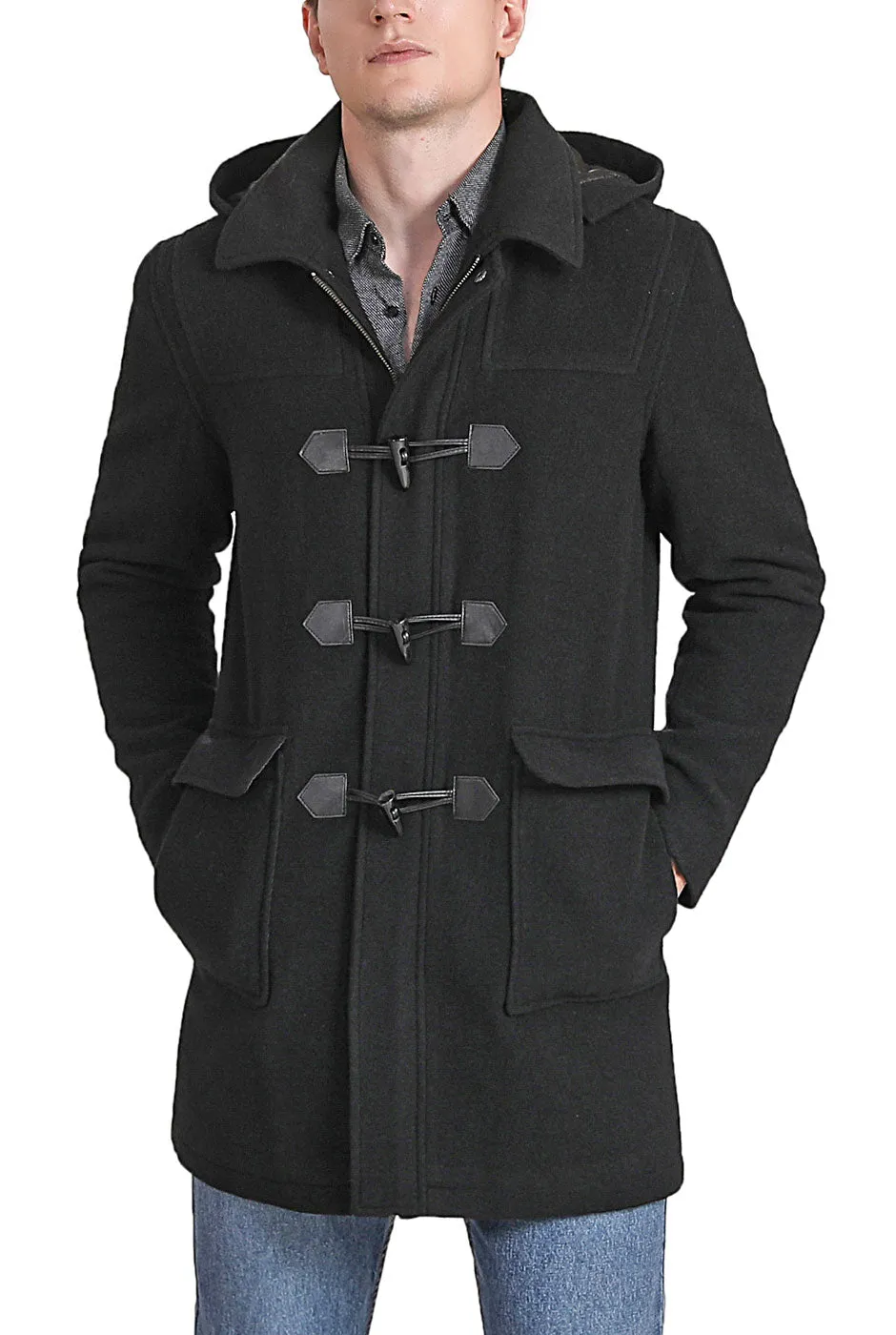 Mason Wool Blend Duffle Toggle Coat by Landing Leathers Men.