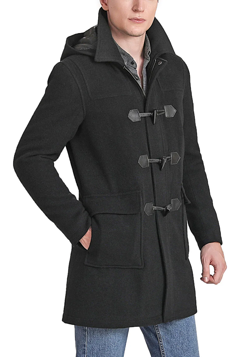 Mason Wool Blend Duffle Toggle Coat by Landing Leathers Men.