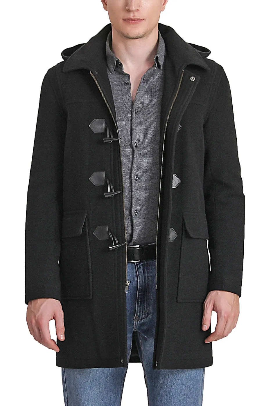 Mason Wool Blend Duffle Toggle Coat by Landing Leathers Men.