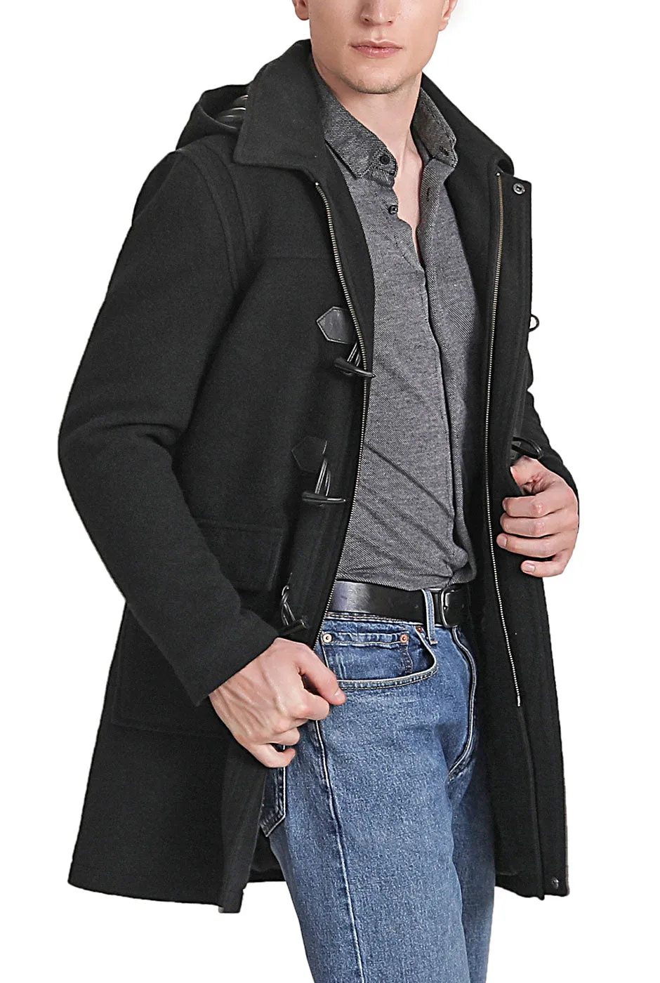 Mason Wool Blend Duffle Toggle Coat by Landing Leathers Men.