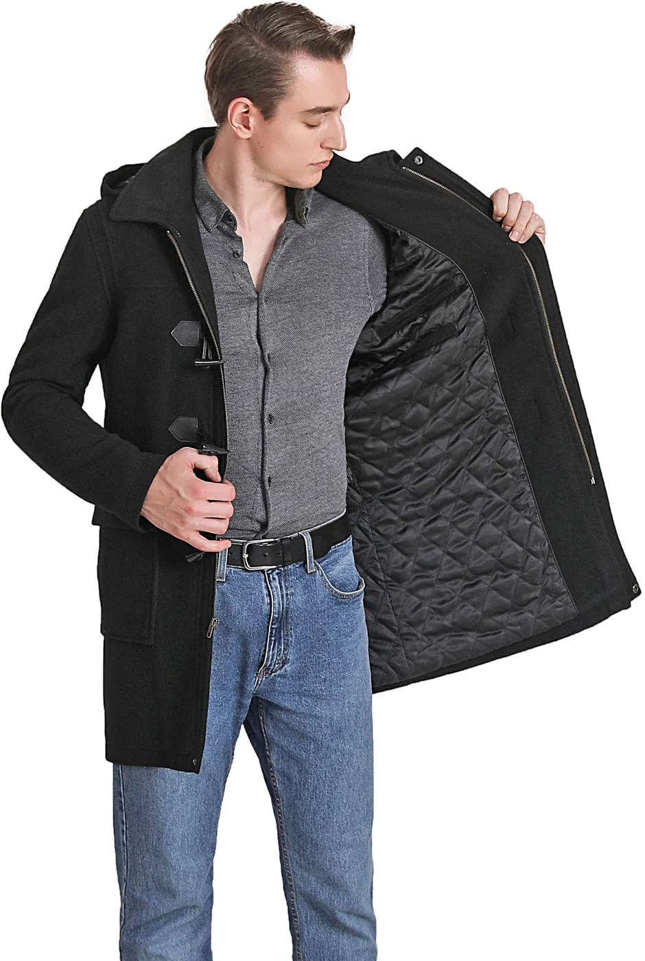 Mason Wool Blend Duffle Toggle Coat by Landing Leathers Men.