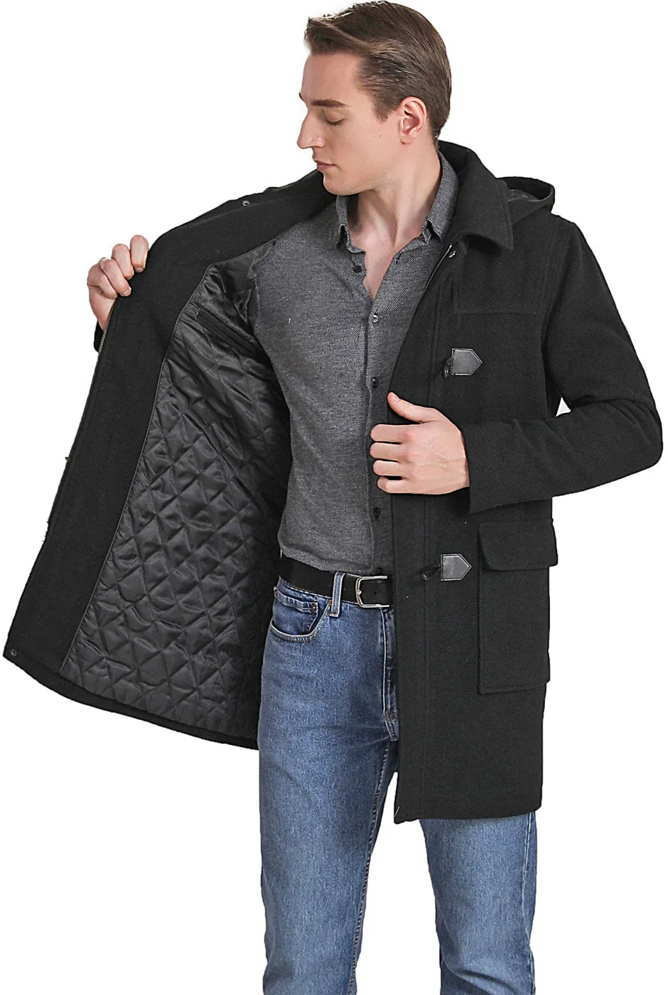 Mason Wool Blend Duffle Toggle Coat by Landing Leathers Men.