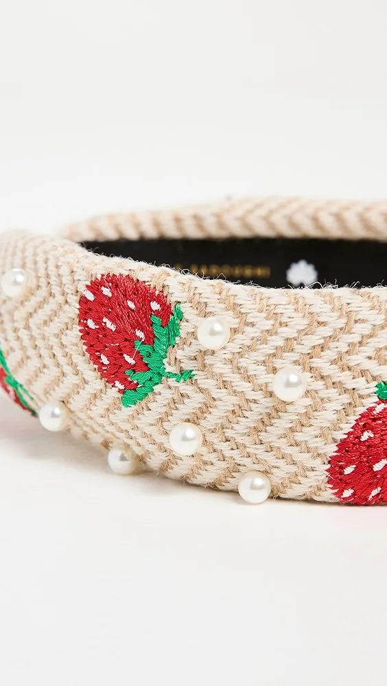 Lele Sadoughi   Strawberry Pearl Slim Knotted Headband 