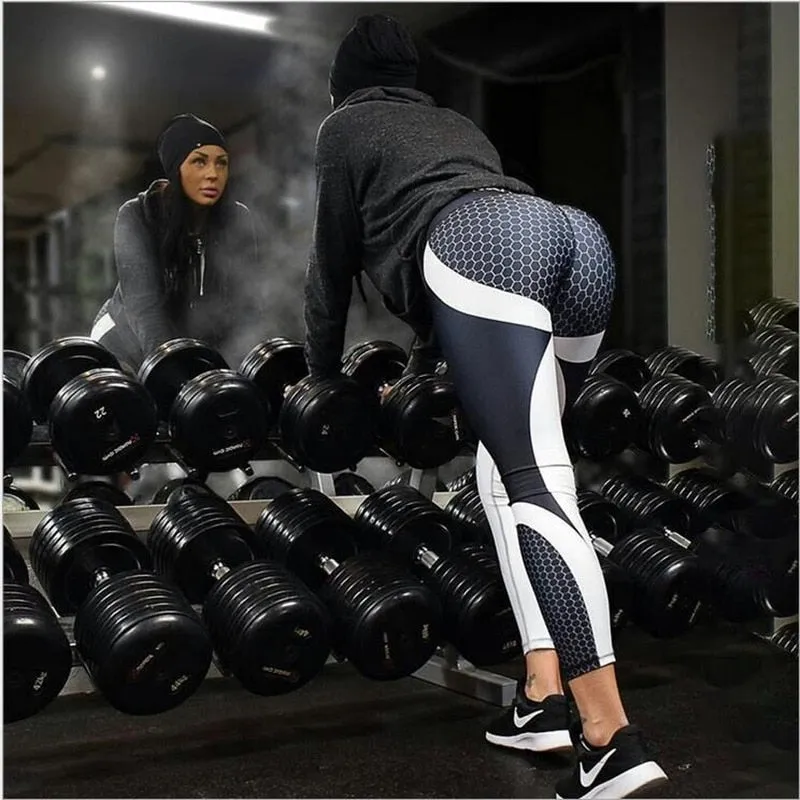 Li-Fi Yoga Pants Honeycomb Carbon Leggings Women Fitness Wear Workout Sports Running Leggings Push Up Gym Elastic Slim Pants