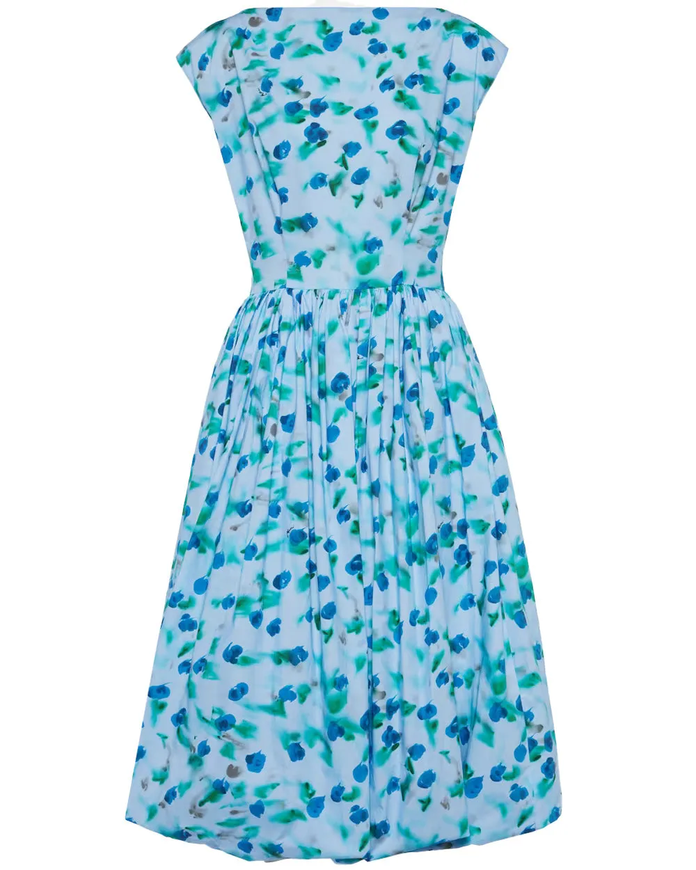 Blue Flower Print Midi Dress