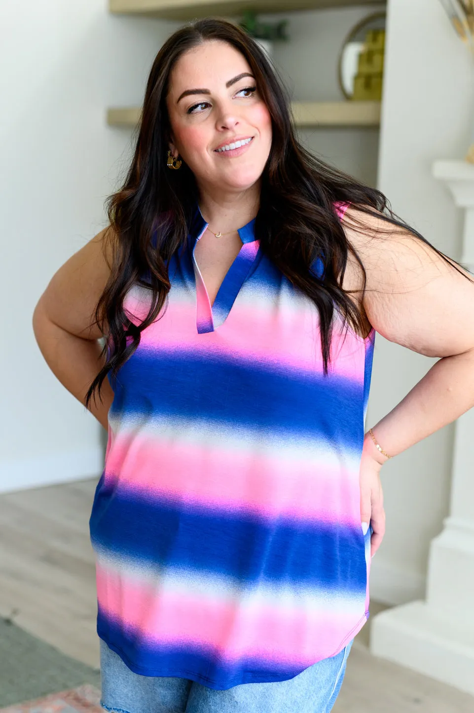 Blue and Pink Haze Lizzy Tank Top