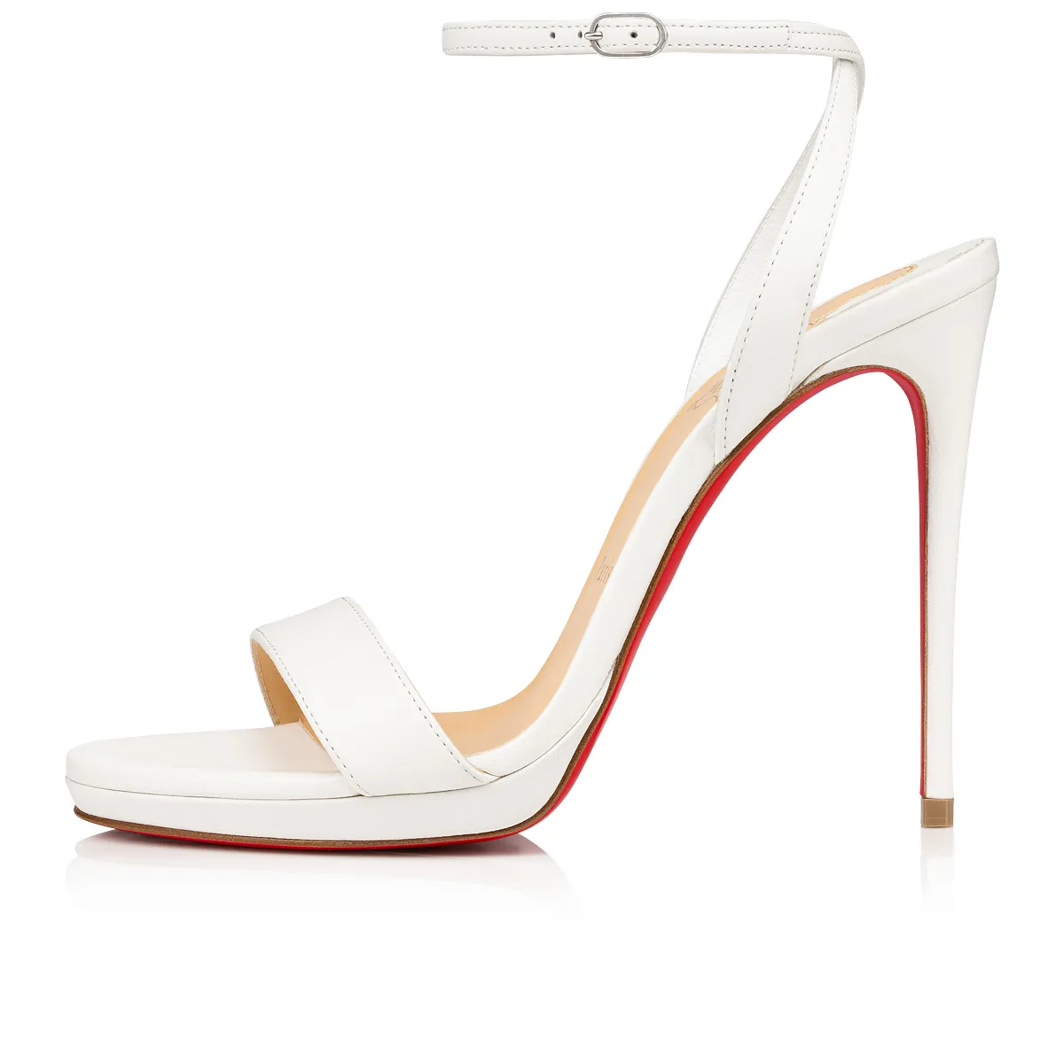 Loubi Queen 120mm White Nappa Leather Sandals