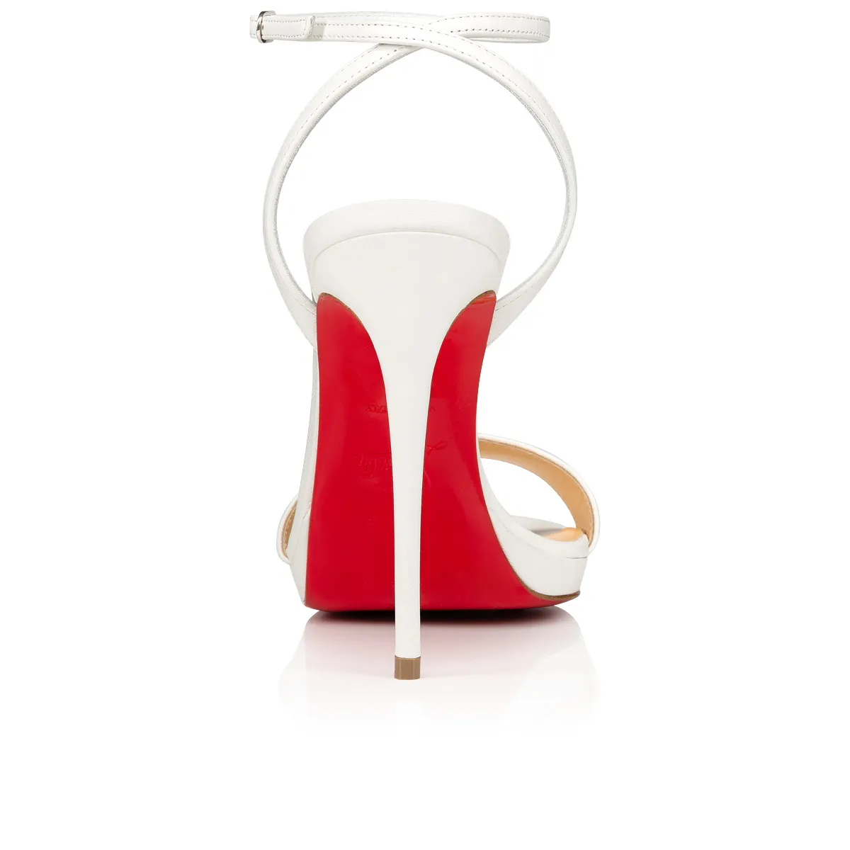 Loubi Queen 120mm White Nappa Leather Sandals