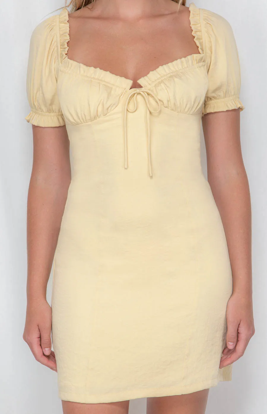 Heart Neckline Ruche Detail Dress