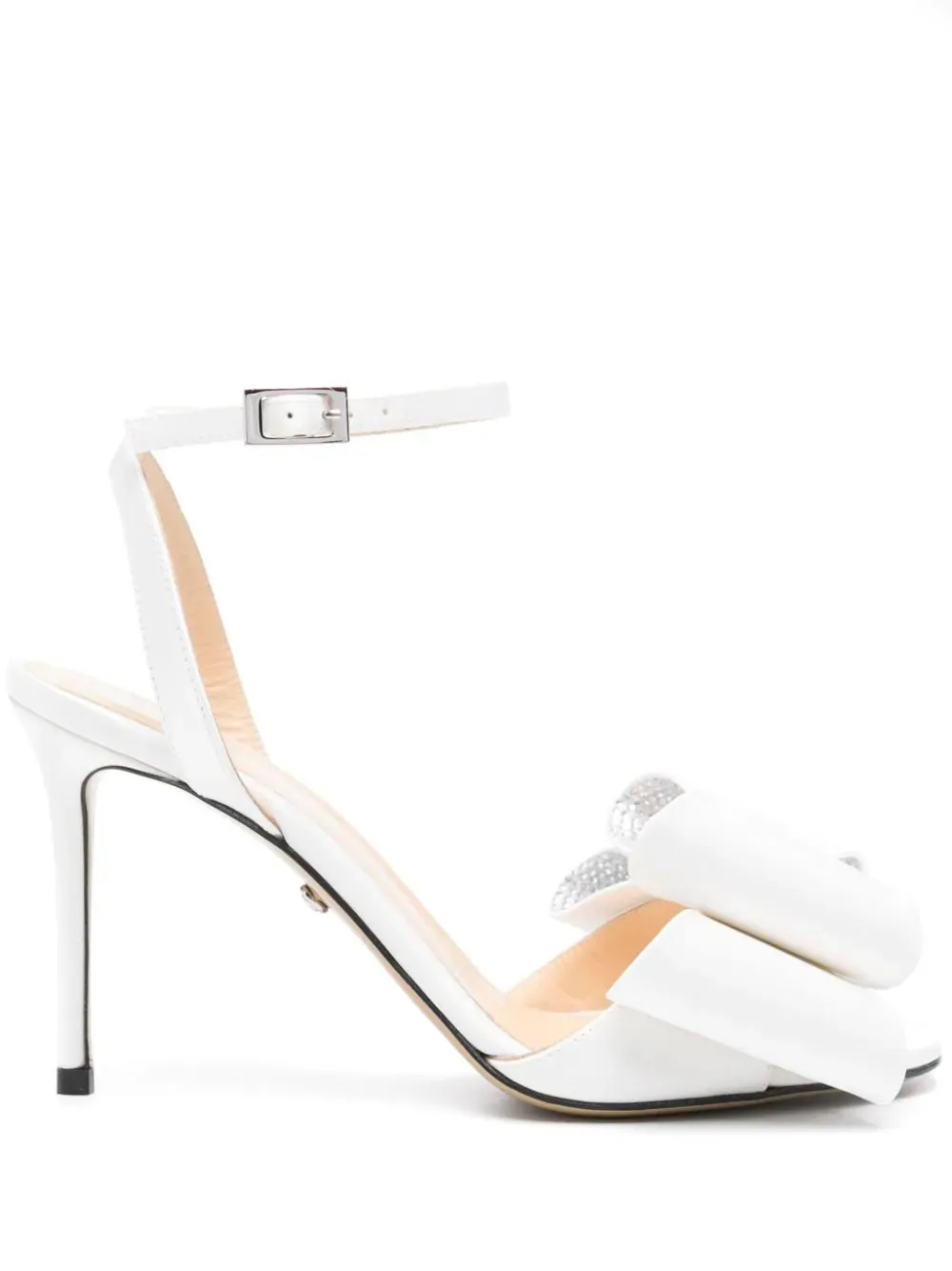 MACH & MACH Le Cadeau 95mm White Satin Sandals