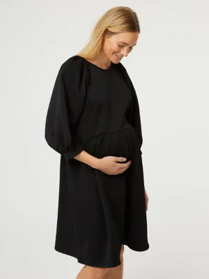Maternity Black Oversized Waffle Texture Mini Dress | Sale & Offers | George at ASDA