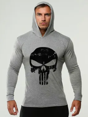 Men's Printed Polyester Sweatshirt with Hood - Long Sleeves