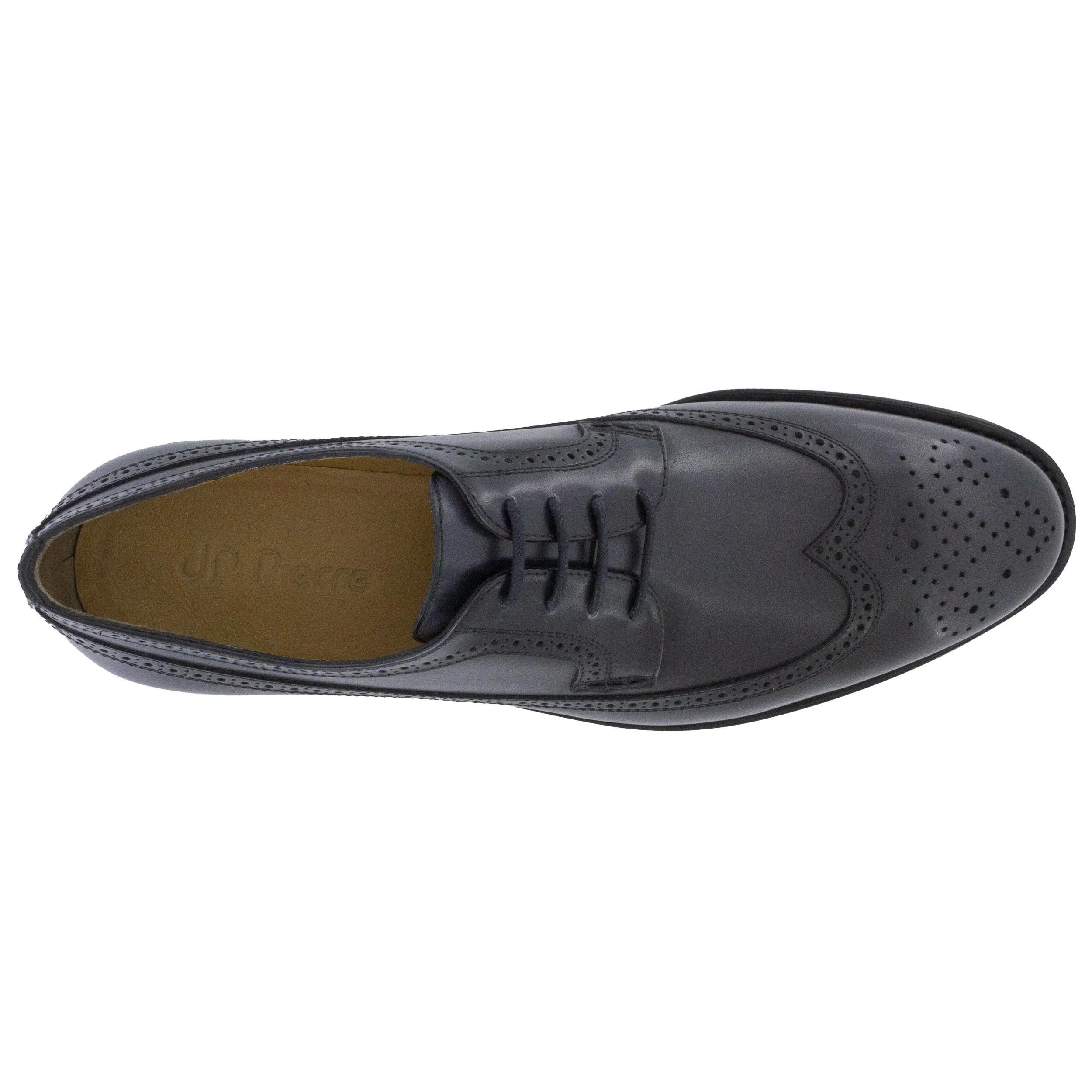 Mens black leather brogue derby shoes