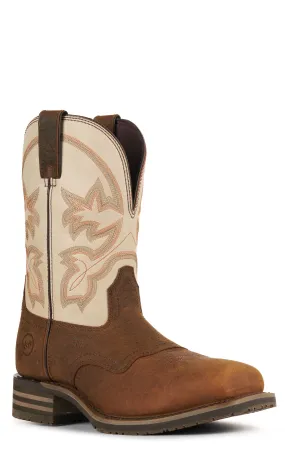 Men's Wide Square Composite Toe Work Boots, Tan/Cream Ice Finish