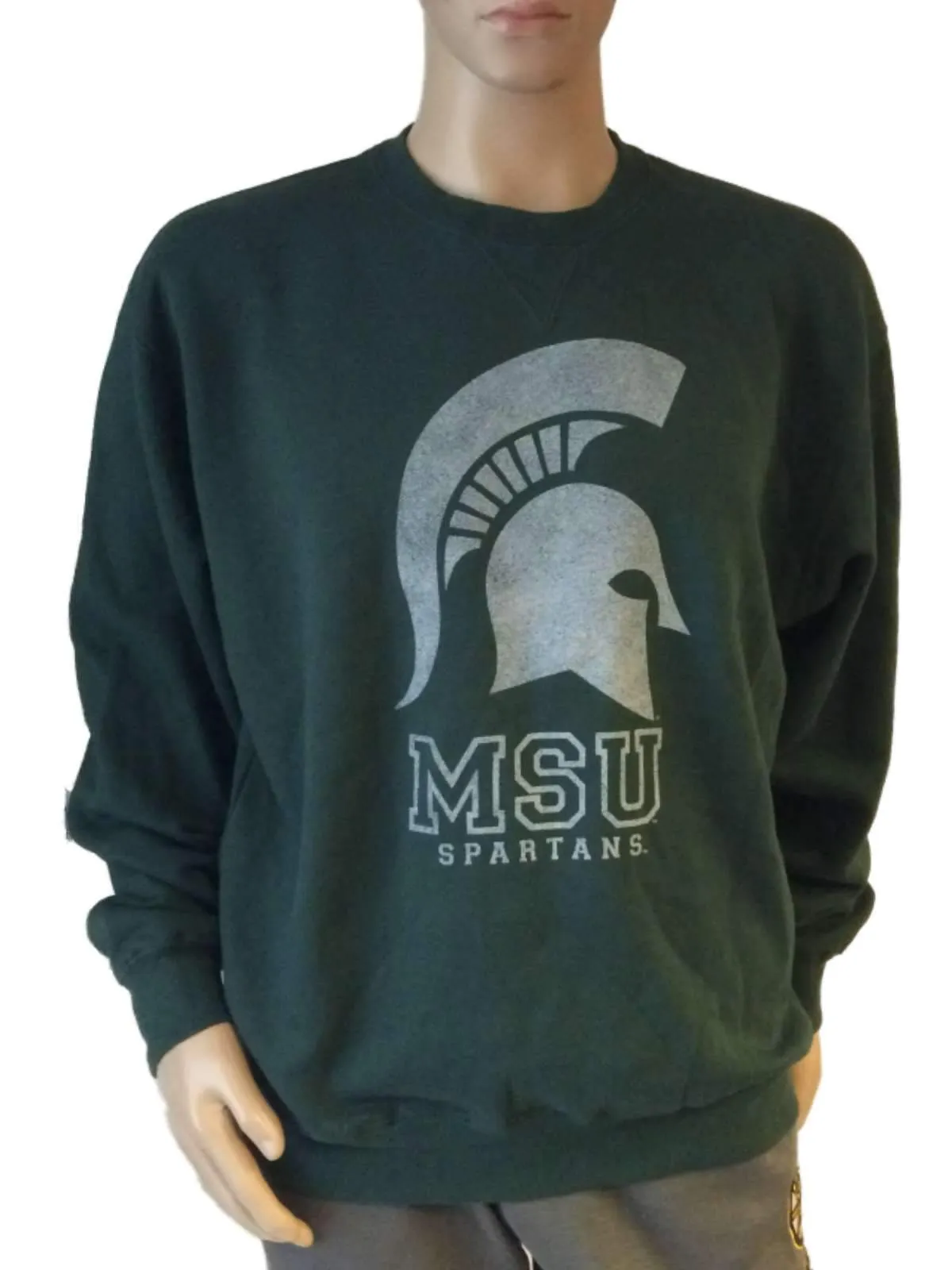 Michigan State Spartans GFS Green Long Sleeve Crew Neck Pullover Sweatshirt (L)