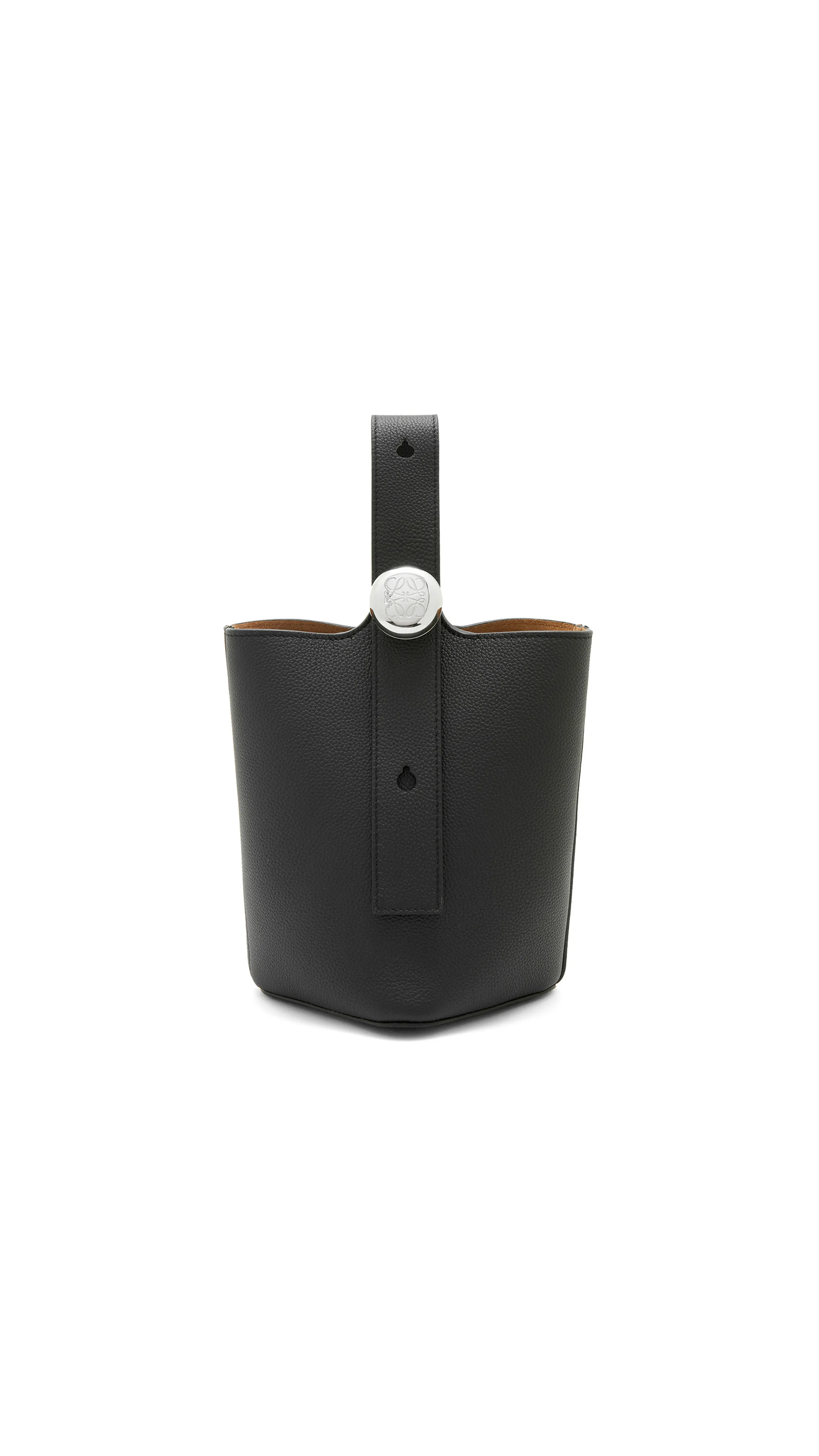 Mini Pebble Black Soft Grained Calfskin Bucket Bag