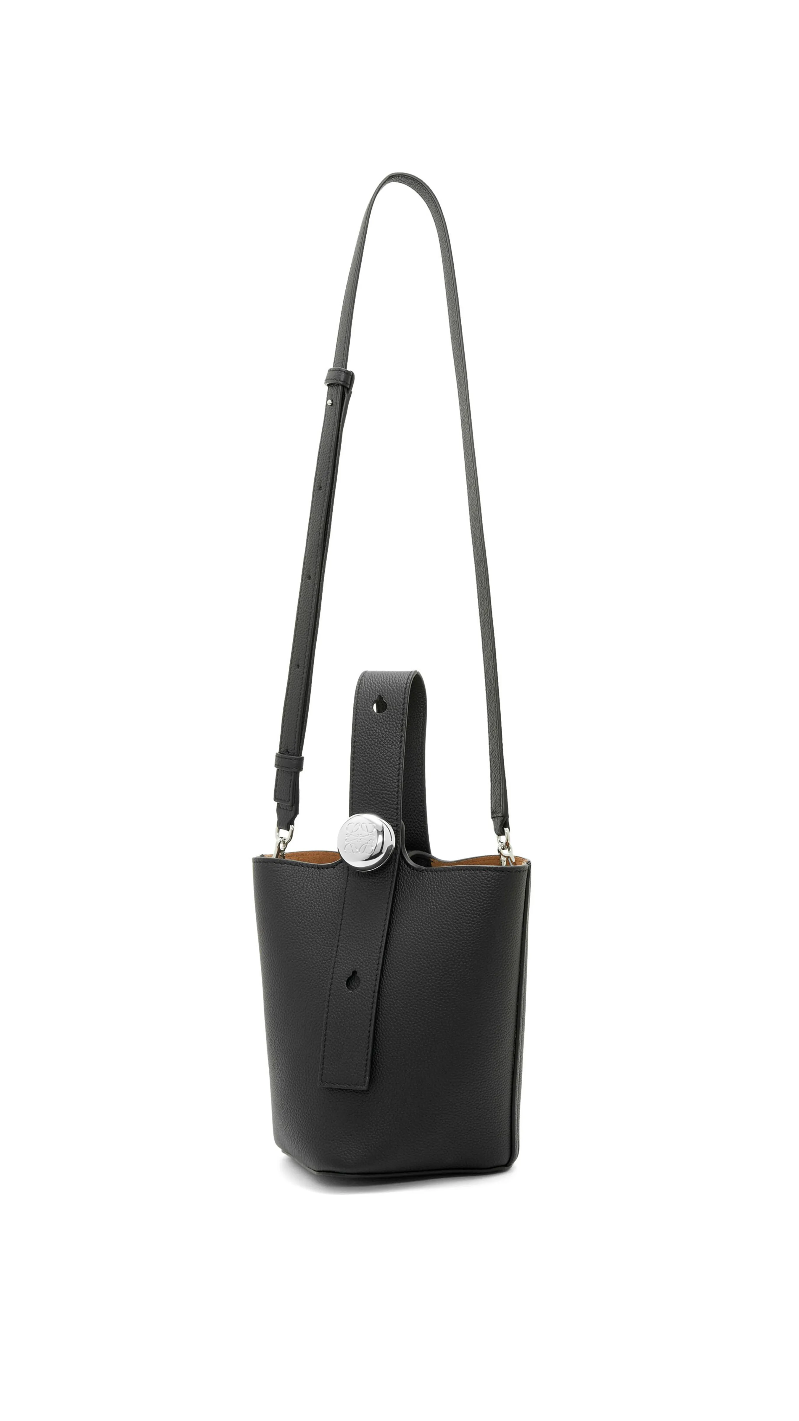 Mini Pebble Black Soft Grained Calfskin Bucket Bag