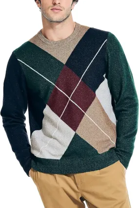 Nautica Men's Eco-Friendly Argyle Crewneck Sweater