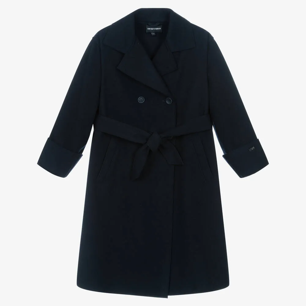 Navy Blue Wool Pea Coat for Girls