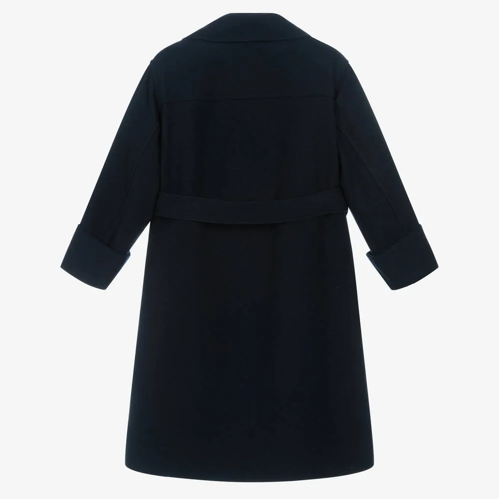 Navy Blue Wool Pea Coat for Girls