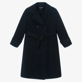 Navy Blue Wool Pea Coat for Girls