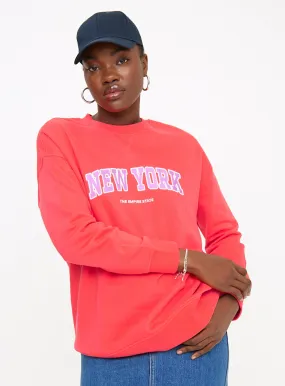 New York Oversized Coral Sweatshirt M | Hoodies & Sweatshirts | Tu - Shop Now