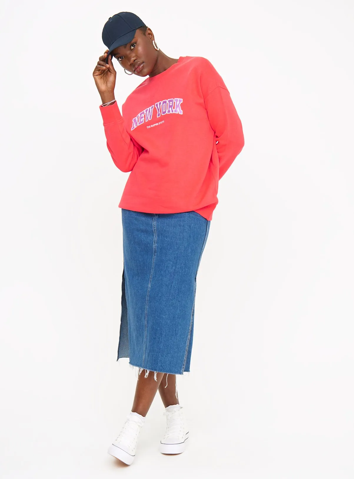 New York Oversized Coral Sweatshirt M | Hoodies & Sweatshirts | Tu - Shop Now