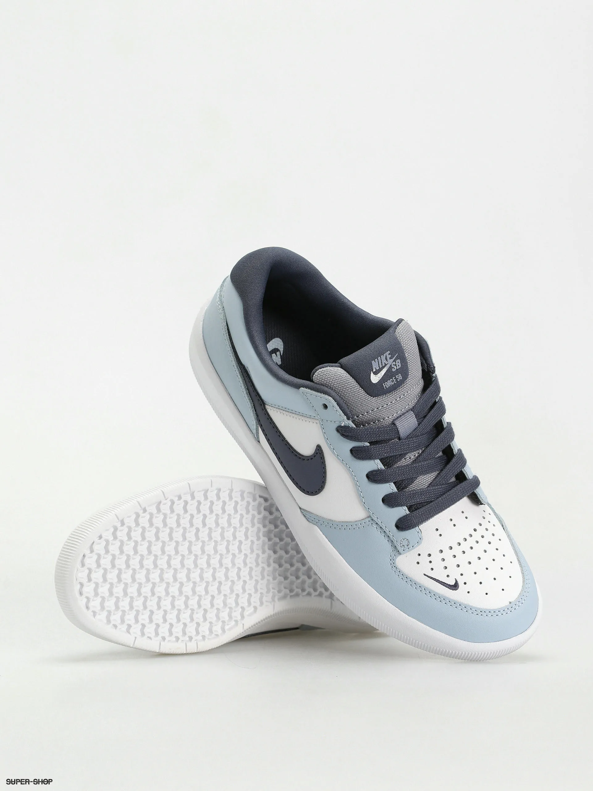 Nike SB Force 58 Prm L Shoes in White/Thunder Blue Ashen Slate