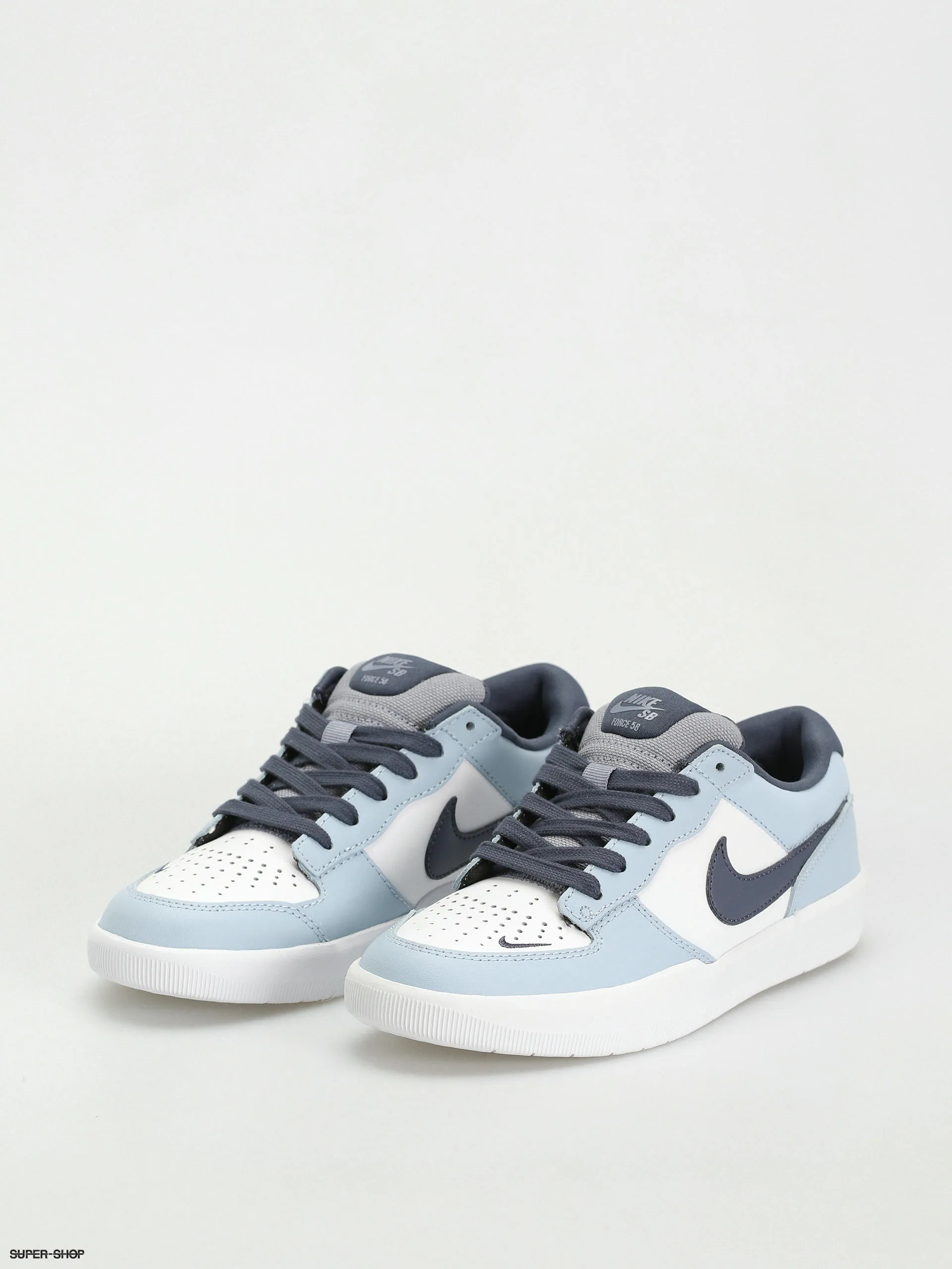 Nike SB Force 58 Prm L Shoes in White/Thunder Blue Ashen Slate