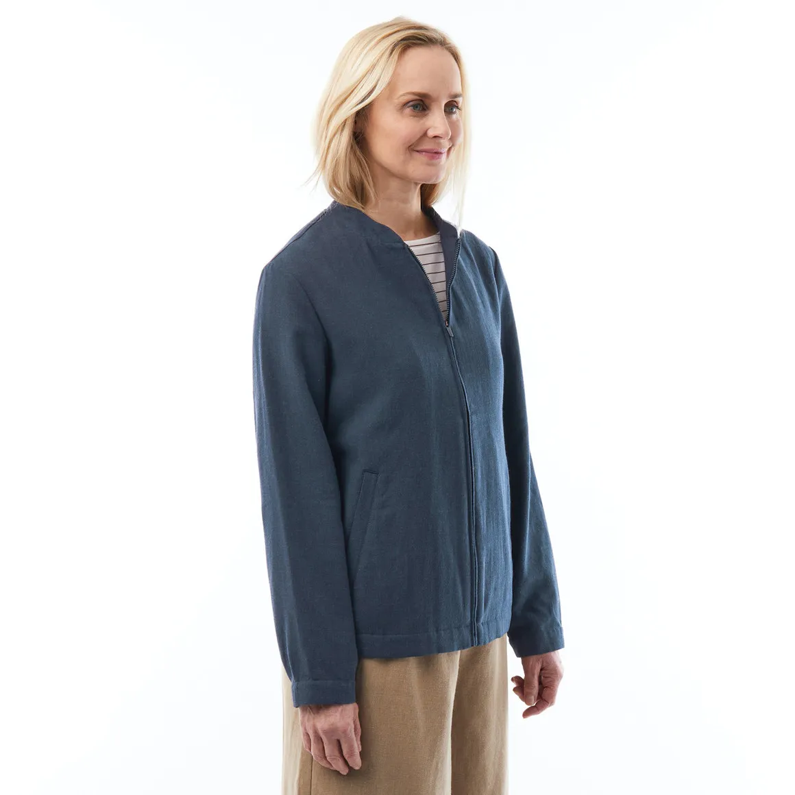 Ocean Blue Linen Jacket for Women