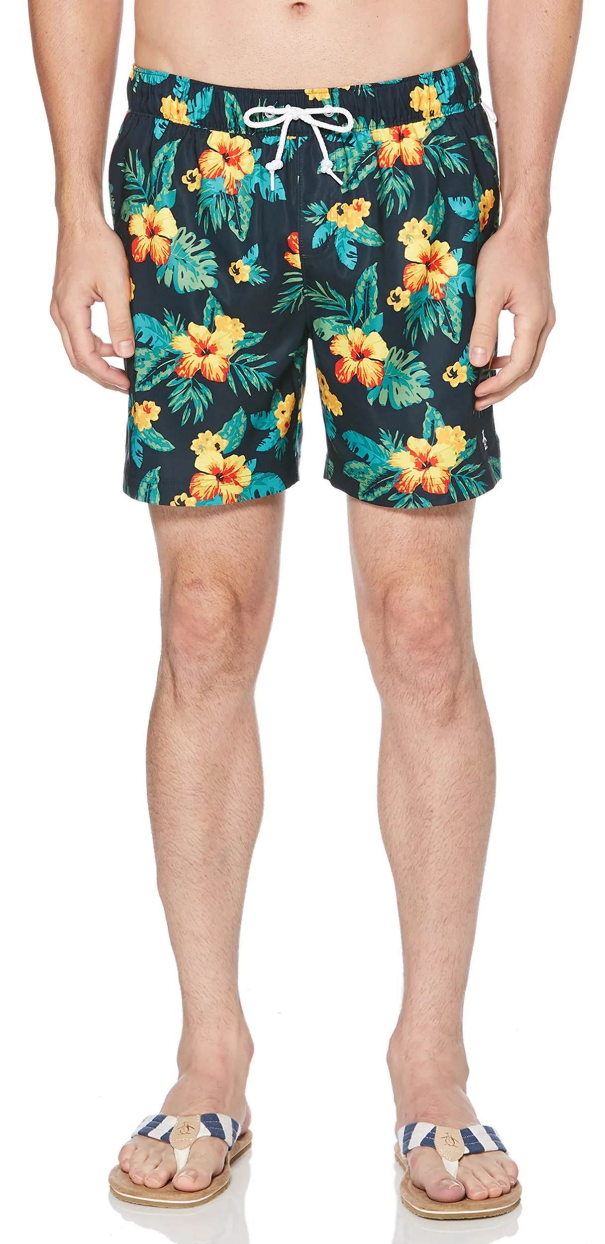 Dark Sapphire Original Penguin Floral Elastic Volley Swim Shorts