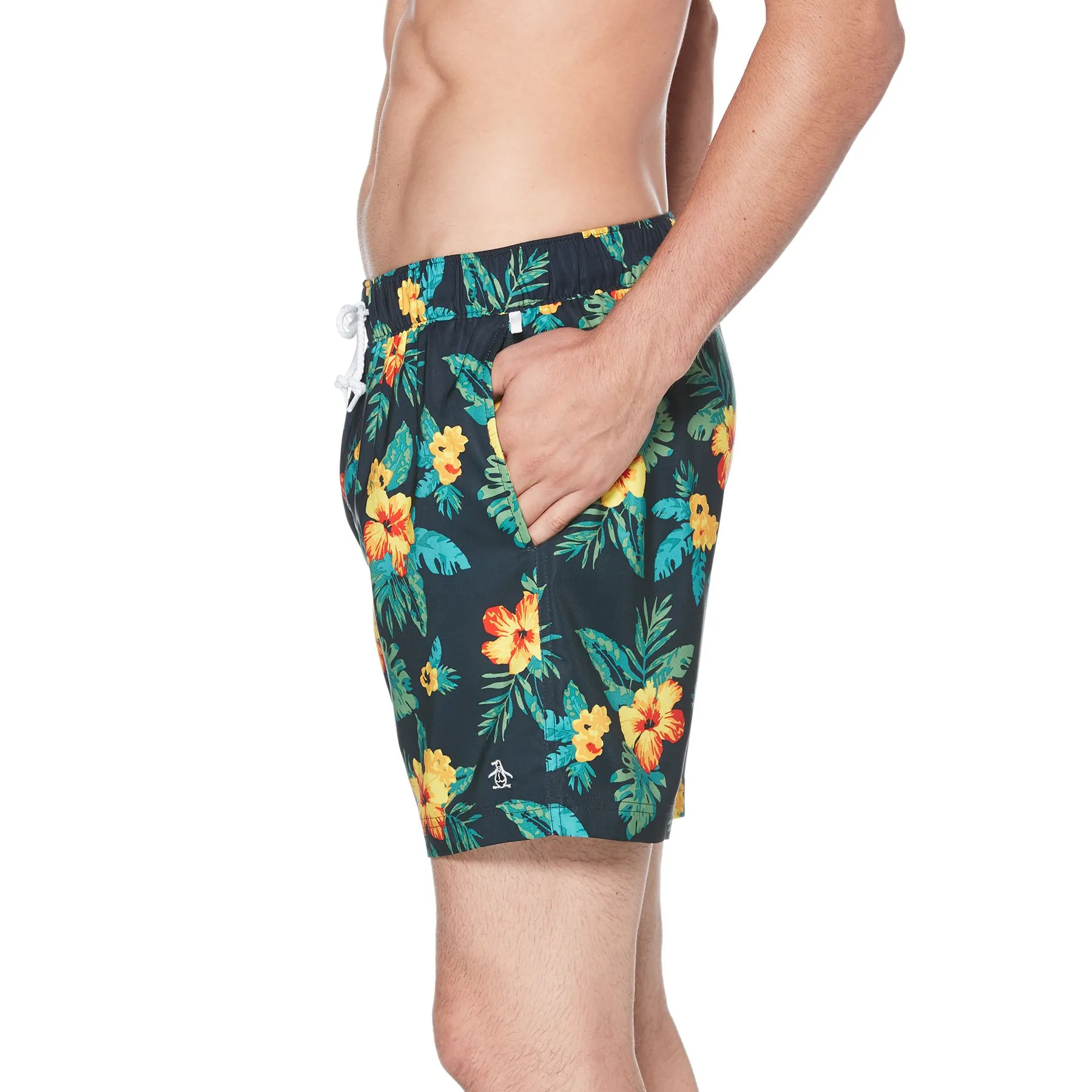 Dark Sapphire Original Penguin Floral Elastic Volley Swim Shorts